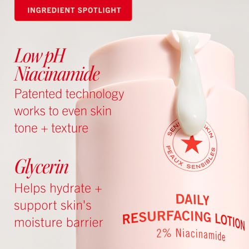 First Aid Beauty Daily Resurfacing Lotion with 2% Niacinamide - 1 oz - Fades Acne Marks, Hydrates & Brightens Skin