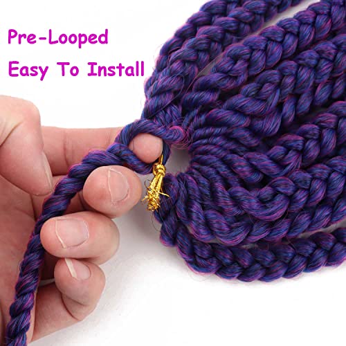 10 Inch Crochet Box Braids with Curly Ends - Purple & Pink Variations