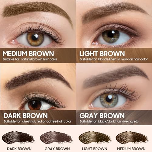 Peel Off Eyebrow Gel - Waterproof 3 Days Duration Brow Gel with Natural Extracts, High Pigmented Transfer-Resistant, Transfer-proof for Fuller & Defined Looking Brows (2 PCS Dark Brown)