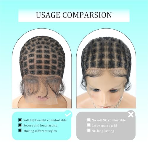 Full Lace Braided Wig Cap with Baby Hair 107 Sections Glueless for Crochet Braids - Black Women