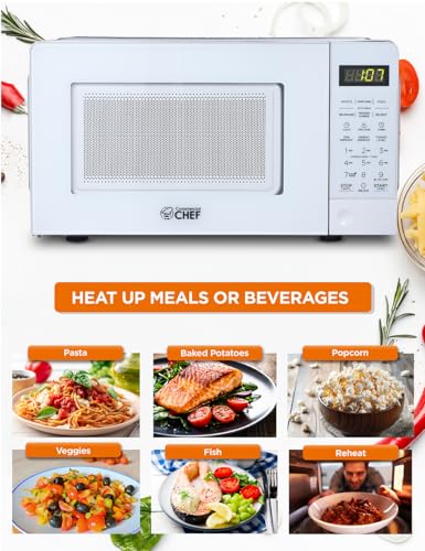 Countertop Microwave Oven 0.7 Cu Ft White, 700W Digital Control & Safety Lock