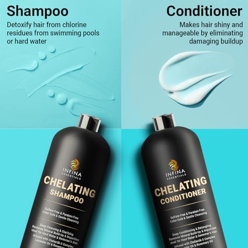 Chelating Clarifying Shampoo & Conditioner Set for Hard Water & Chlorine - Swimmers Hair Care