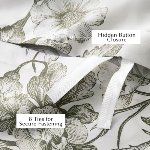 EverGrace Cotton Sateen Duvet Cover Set Queen Olive Green No Comforter - 90"x92"