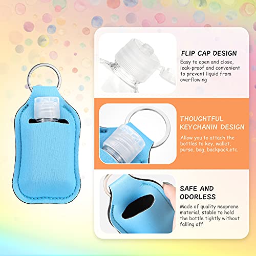 Colorful Hand Sanitizer Holder Keychain Set with Refillable Bottles - 54 Pcs Travel Accessories