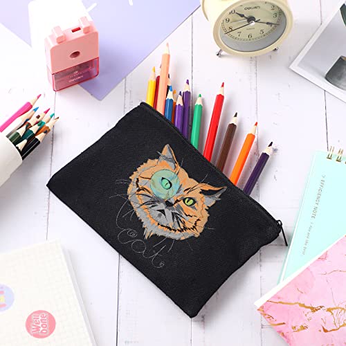 Reginary 80 Pack Canvas Zipper Makeup Bags Bulk Pencil Pouches Blank DIY Craft Canvas Cosmetic Bag Pouch with Zipper for Makeup Cosmetic Toiletry Stationary Storage(All Black)