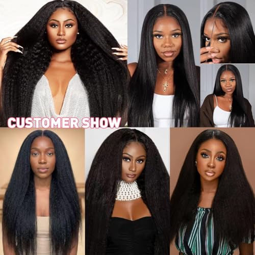 Natural Black 16 Inch Kinky Straight Human Hair Bundles - Unprocessed Brazilian Virgin Hair for Black Women