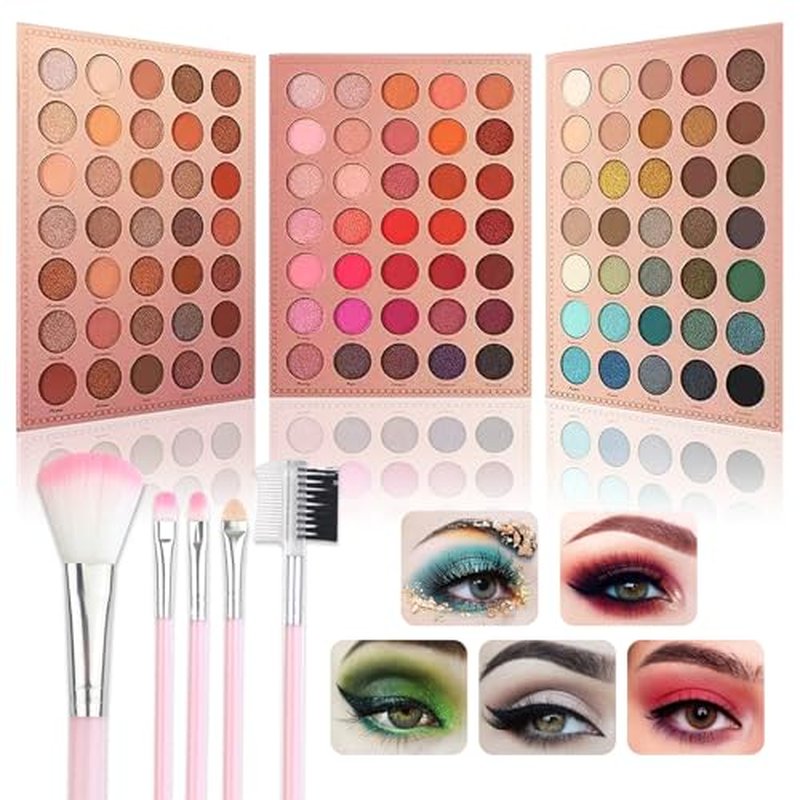 105 Colors Eyeshadow Palette with 5Pcs Brushes Set,Professional Makeup Smokey Nude Matte Eyeshadow Palette,Colorful and Long Lasting Powder Eye Shadow Makeup Gift Set