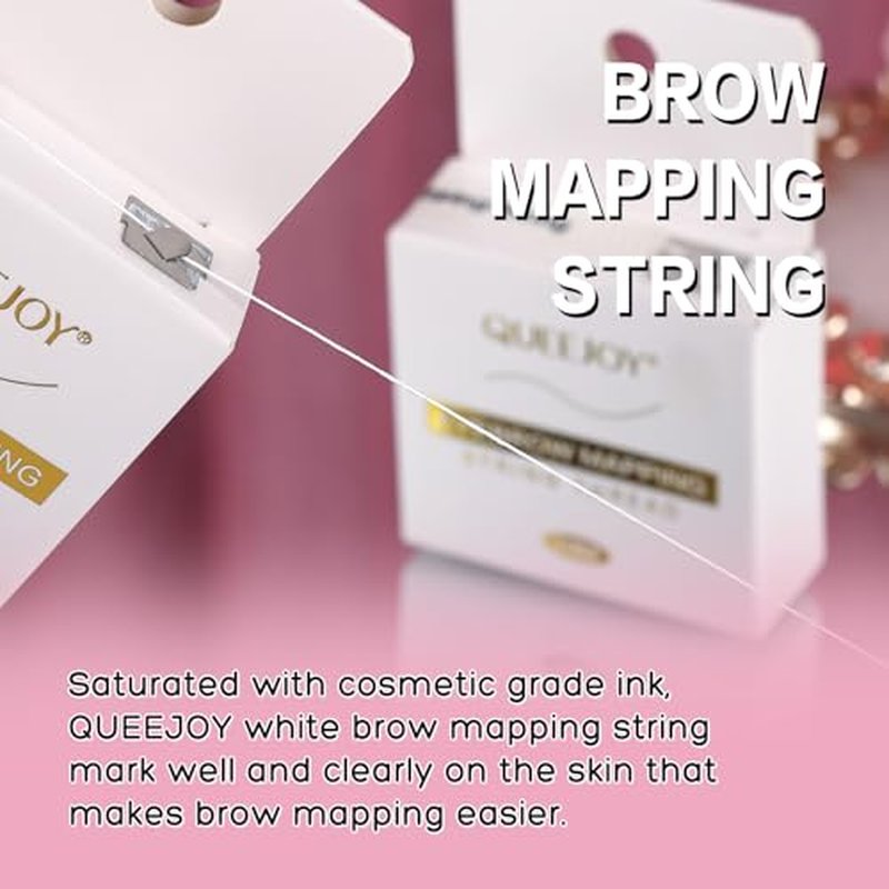 Eyebrow Mapping Kit with White Brow Mapping String, White Mapping Brow Paste, 2 Eyebrow Brush and 5D Soft Silicon Practice Silicone Lips Skin, Create Flawless Eyebrow Shape and Lip Mapping Practice