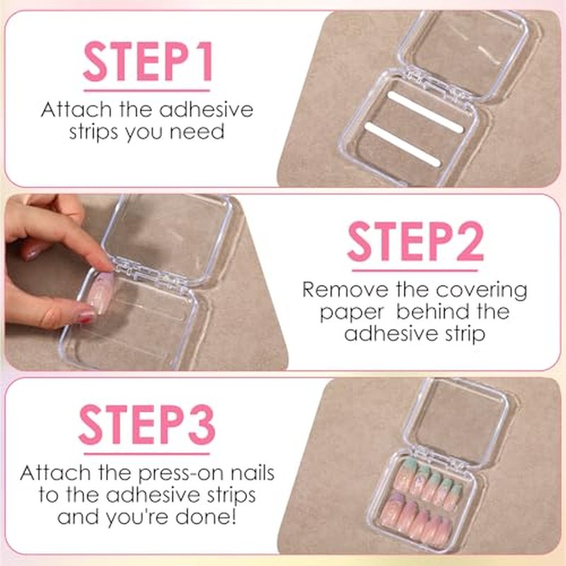 40Pcs Press on Nail Storage Box with 30Pcs Adhesive Double Sided Tape, Acrylic Nail Display Box, Artificial False Nails Boxes, Clear Empty Plastic Nails Cases, Transparent Packaging Boxes