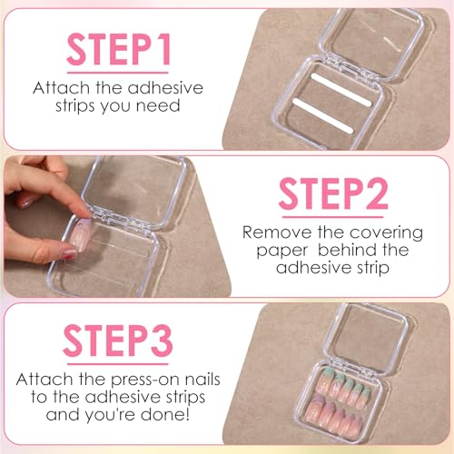 40Pcs Press on Nail Storage Box with 30Pcs Adhesive Double Sided Tape, Acrylic Nail Display Box, Artificial False Nails Boxes, Clear Empty Plastic Nails Cases, Transparent Packaging Boxes