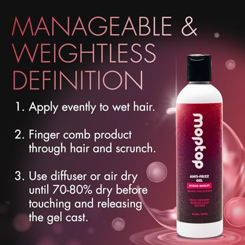 MopTop Salon Anti Frizz Curl Defining Gel 8oz for Wavy & Curly Hair – Medium Hold