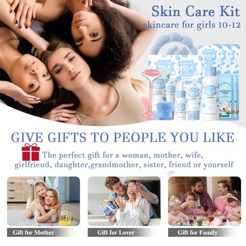 EONFAVE Milk Skin Care Set for Kids & Teens - Hydrating Skincare Gift for Girls 8-12
