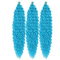 24 Inch Ocean Wave Braiding Hair Extensions - Light Blue, 3 Packs, Synthetic Deep Wave
