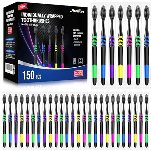 150 Pack Soft Bristle Disposable Travel Toothbrushes - Individually Wrapped for Adults & Kids