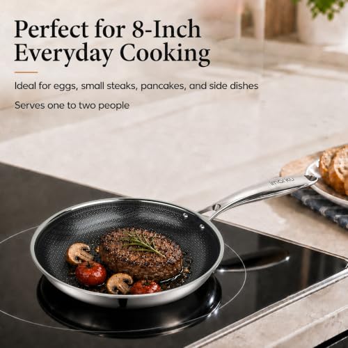 8 Inch Non-Stick Ceramic Frying Pan - Healthy Hybrid Stainless Steel & Ceramic