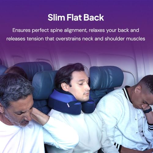 Deluxe Travel Neck Pillow with Seat Strap & Head Support - Black