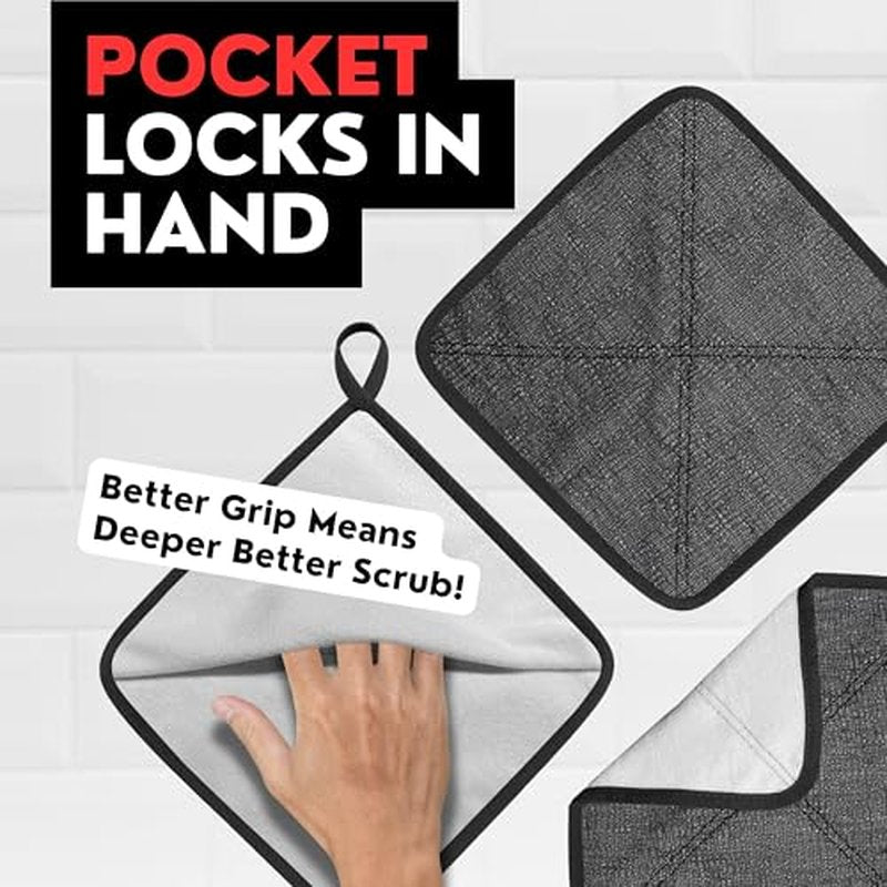 Bye Bye Loofah Double-Sided Exfoliating Washcloth with Hand Pocket ? Rough & Soft Texture for Deep Clean, Smooth Skin, Fast Drying Body Scrubber for Shower or Bath