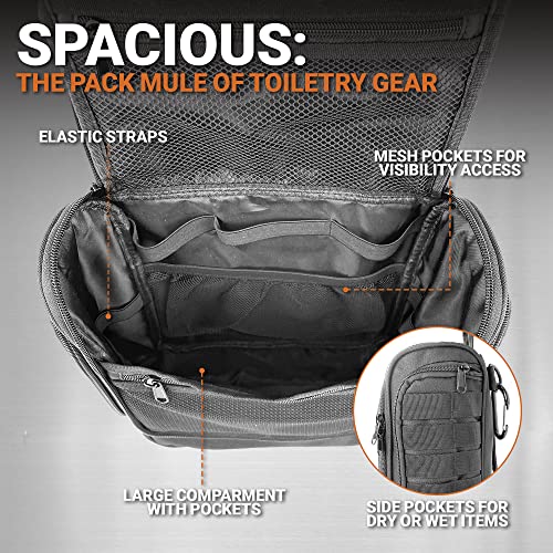 Chef Sac Tactical Travel Toiletry Bag with 12 Compartments, Hanging Organizer, MOLLE Webbing, Heavy Duty Zippers