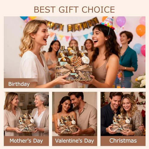 Home Spa Gift Basket Set with Skin Care Masks & Body Products for Women & Men