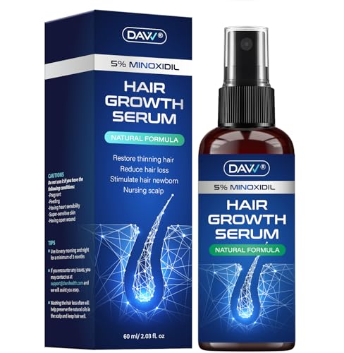 Hair Loss Serum with Minoxidil 5% for Men and Women - Thicker Hair Growth Solution - Rosemary & Biotin - 60ml