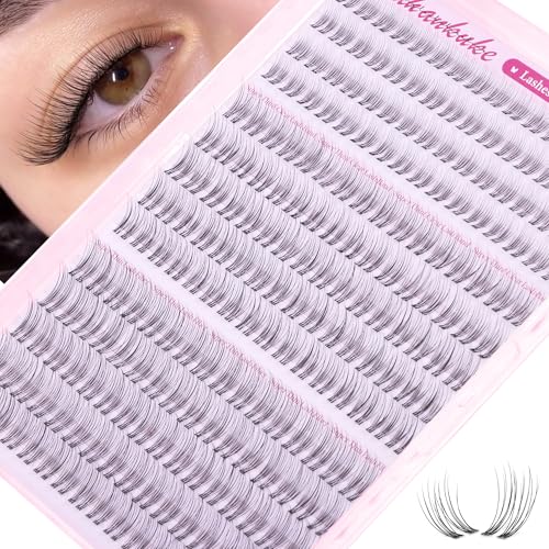 Natural Lash Clusters Wispy Eyelash Clusters Short 10-12-14MM Cluster Eyelash Extensions Clear Band Cluster Lashes 224PCS C Curl Individual Lashes for Clean Girl DIY Pesta?as Postizas Naturales