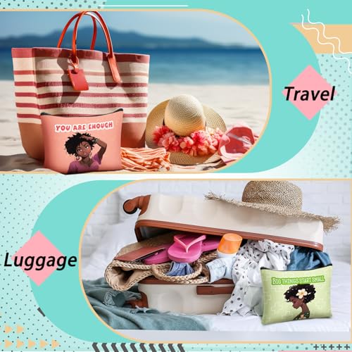 Silkfly 24 Pcs African American Gifts Black History Month Black Girl Women Makeup Cosmetic Bag Afro Queen Inspirational Canvas Toiletry Travel Organizer Purse African American Party Favor