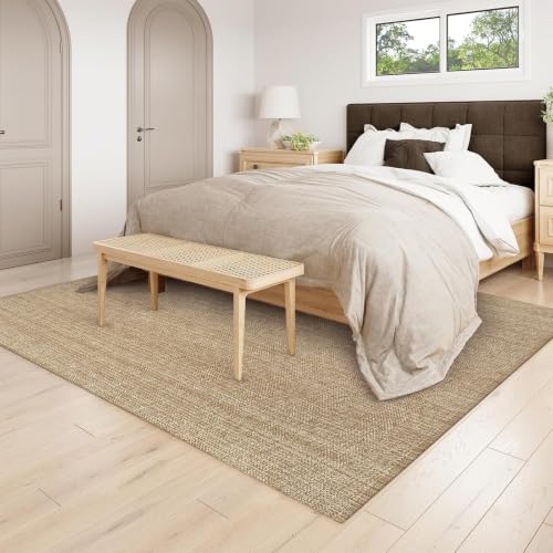 Lightweight Washable Cotton-Blend Flatweave Rug 6x9 in Tan/Cream - Living Room Decor