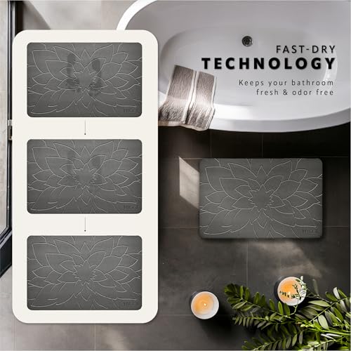 Diatomaceous Earth Stone Bath Mat - Ash Bloom, Spa-Style, Fast Dry, Non-Slip