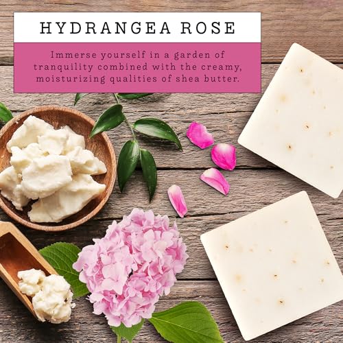 LOVERY (3-Pack Goat Milk Soap Handmade Made in USA with Organic Shea Butter - Hydrangea Rose Goats Milk Soap Bar - All Natural Soap Bar Made with Organic Goat Milk