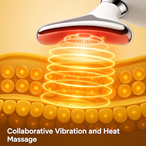Face and Neck Massager with 7 Colors LED Light Therapy, Multi-Functional, Skincare Tool for Wrinkles & Relaxation,Facial Massager