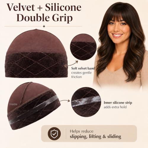 Dark Brown 2-Pack Wig Grip Caps for Women Non-Slip & Secure Fit