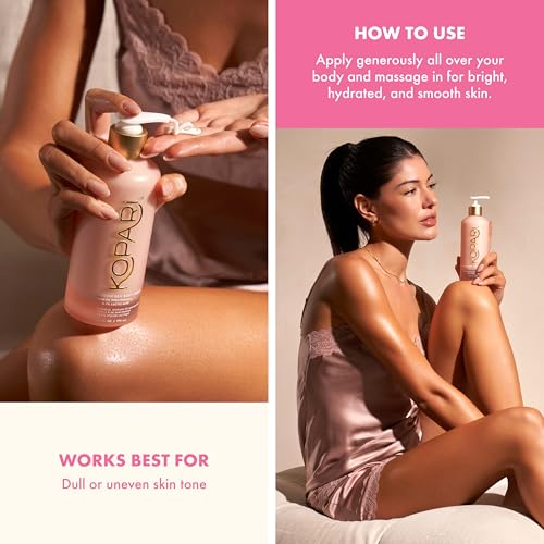 Kopari Brightening Silk Body Cream with 2% Niacinamide, AHAs & Kakadu Plum ? Hydrating Body Lotion for Radiant, Even Skin Tone, Lightweight, Fast-Absorbing, Juicy Pink Guava Scent, 6.7 oz