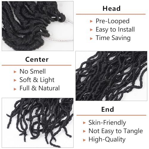 Vemet Soft Locs Faux Locs Crochet Hair 18 Inch - 1B, Pack of 8