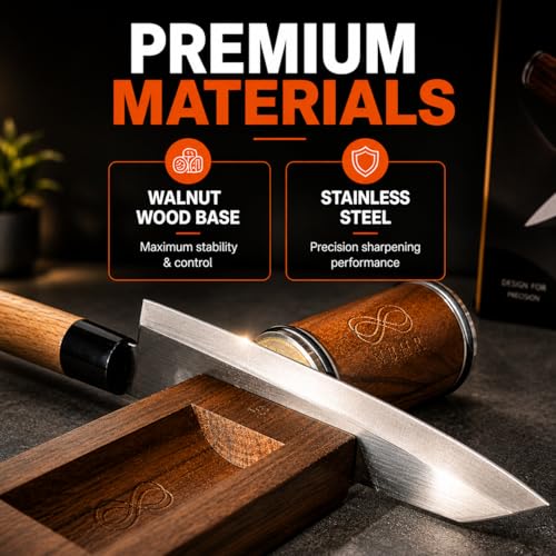 Walnut Rolling Knife Sharpener 15 & 20 Degrees Dual Angle Kit for Kitchen & Chef Knives