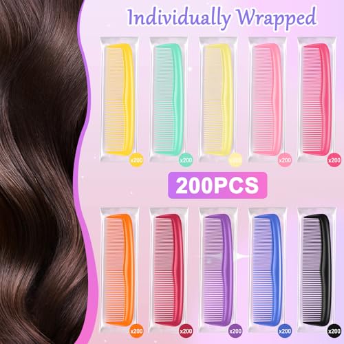 HOFASON 200 Pack Colorful Travel Hair Combs - Individually Wrapped for Women & Kids