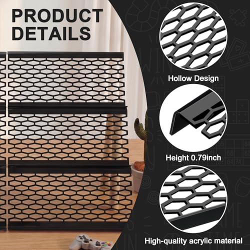 48 Pcs Geometric Trading Card Risers for Display Case - Black Acrylic