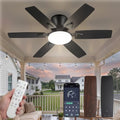 Fanbulous 42 Inch Black Flush Mount Ceiling Fan with Light, Remote & App Control
