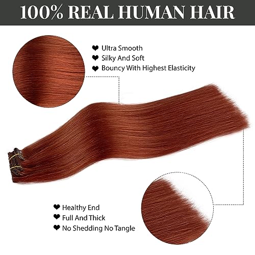 Auburn Clip-In Hair Extensions 7 Pcs 70G 12 Inch Real Human Hair - Variation #135