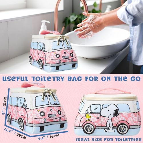 Pink Snoopy Travel Toiletry Makeup Bag for Girls & Teens – Peanuts Character Design