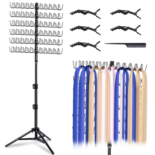 Adjustable Hair Braiding Rack with 120 Pegs, Metal Standing Organizer for Salons & Home