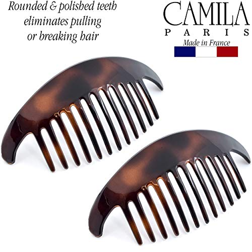 Tortoise Shell Hair Combs Set - 4 Piece French Side Interlocking Clips for Women