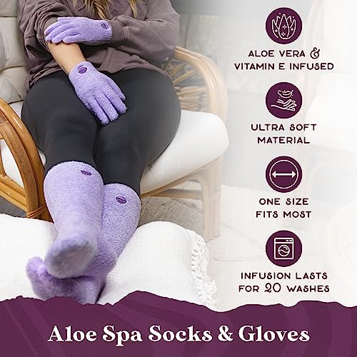 Lavender Moisture Duo Fuzzy Socks & Gloves with Essential Oil Balm - Purple Canyon