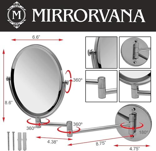 Wall Mounted Makeup Mirror with 5X Magnification, 6.6x8.6 Inch Oval Chrome