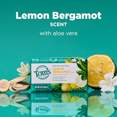 Natural Lemon Bergamot Bar Soap Pack of 4 - Gentle, Paraben-Free