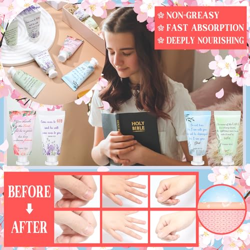 Landhoow 72 Pack Christian Hand Cream Bulk for Women Travel Hand Lotion Set Religious Bible Verse Gifts for Easter Church Prayers School Teacher Wedding Anniversary Birthday Mother's Day