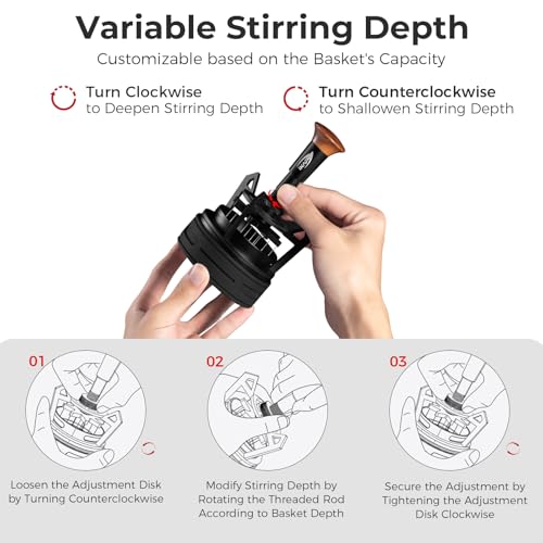 IKAPE 54mm Espresso Coffee WDT Tool with Adjustable Needle & Funnel - Black