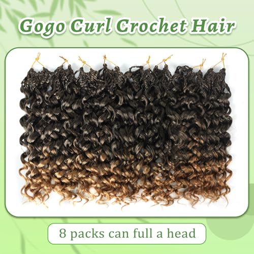 Pre Looped Gogo Curl Crochet Hair 8 Packs - 10 Inch Ocean Wave Goddess Box Braids #T27