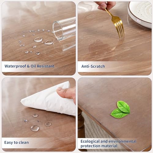 Clear 2mm Thick Table Cover Protector - 48 x 96 Inch Waterproof Plastic Tablecloth