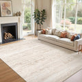 8x10 Washable Area Rug for Living Room - Neutral Beige Ivory, Non-Slip, Soft