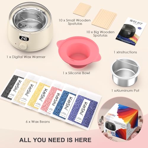 KeShi Waxing Kit for Women and Men with Silky Cream - Full Body Hair Removal Set
